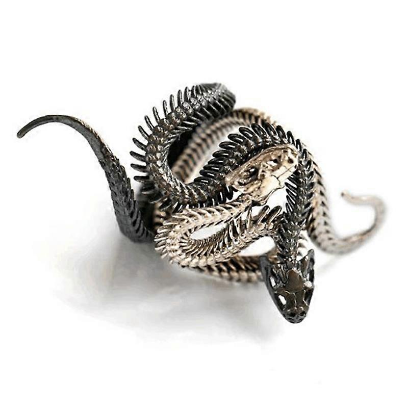 1Pair Retro Punk Exaggerated Animal Adjustable White Black Cobra Snake Ring SEVICH