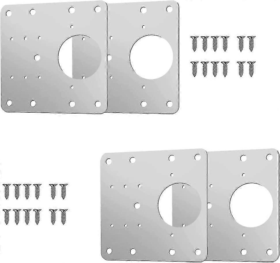 4 Pices Supports De Rparation De Charnire D'armoire, Plaque De Rparation Pour Charnires Avec 24 Vis, Kit De Rparation De Charnire De Meuble . (4) Star