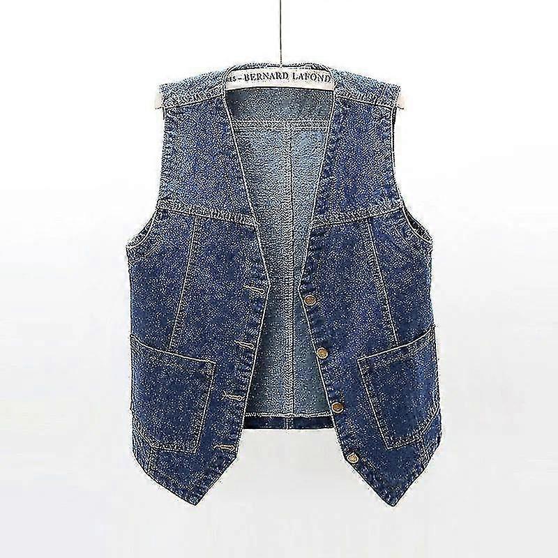 Gilet en jean sans manches pour femmes V Neck Button Down Jean Waistcoat et.