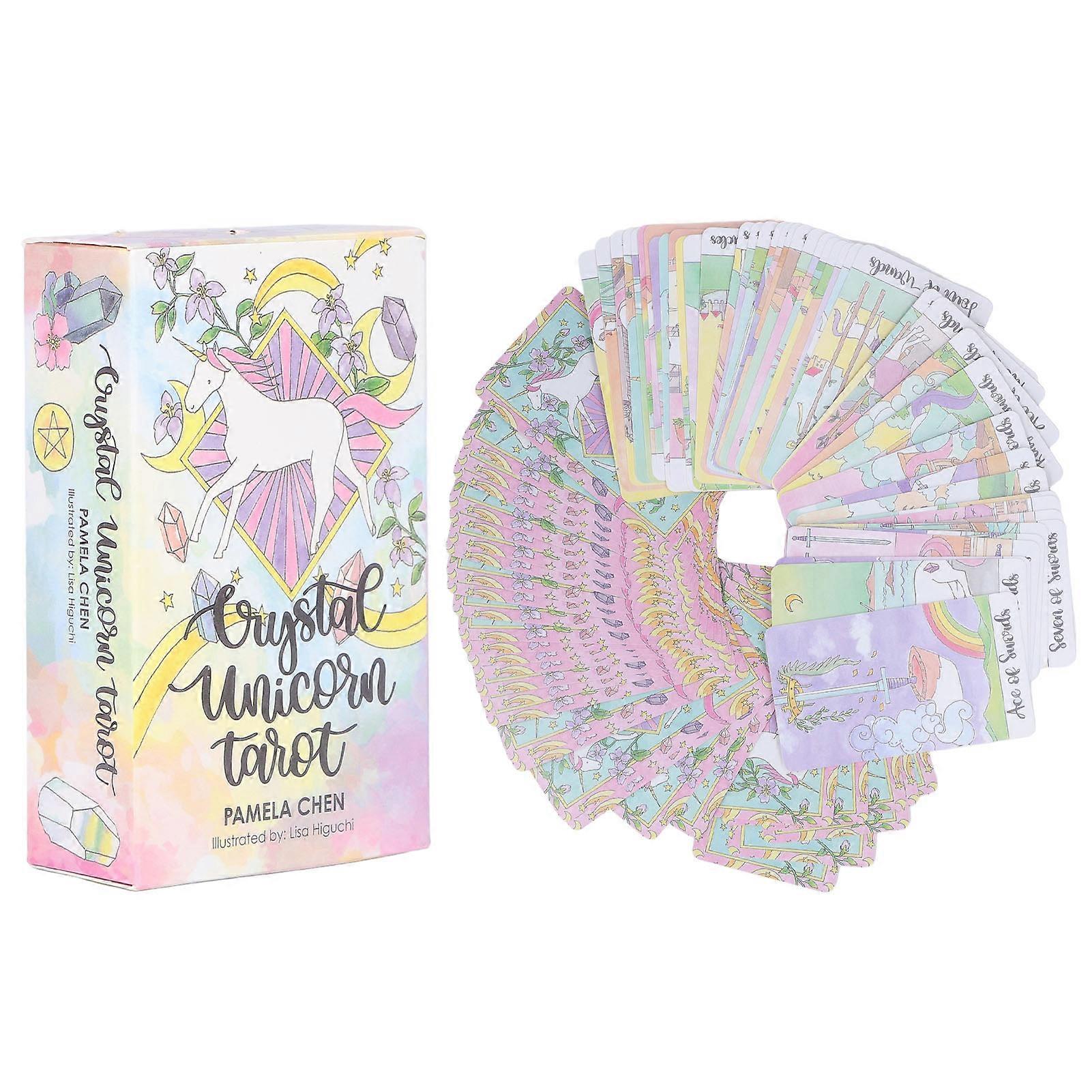 78PCS Crystal Animal Tarot Cards Divination Card Coated Paper English Deck Game for Fortune Prediction
