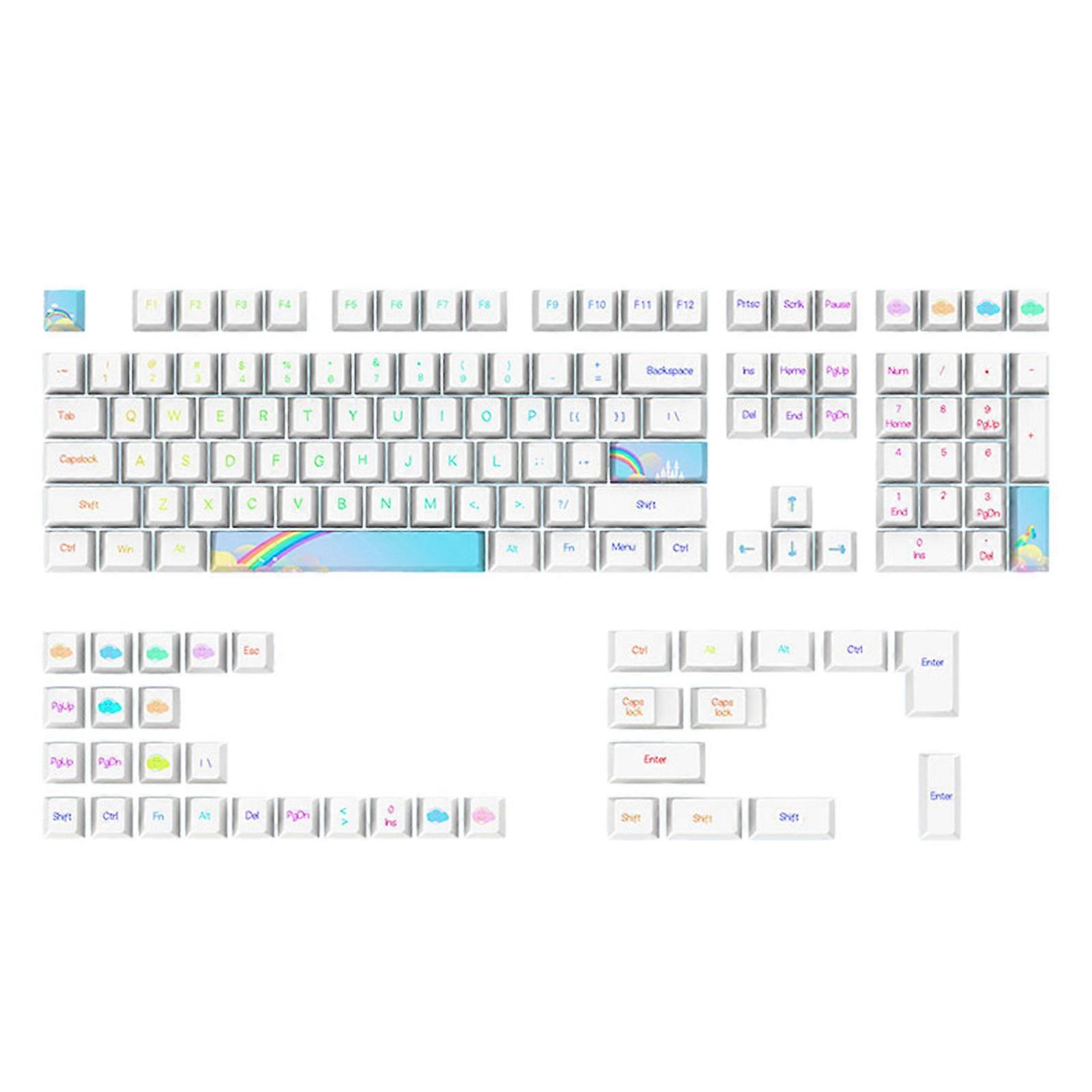 108 Keys Rainbow Game Keycaps PBT 5 Sides Dye Sublimation Keycap Cherry Profile