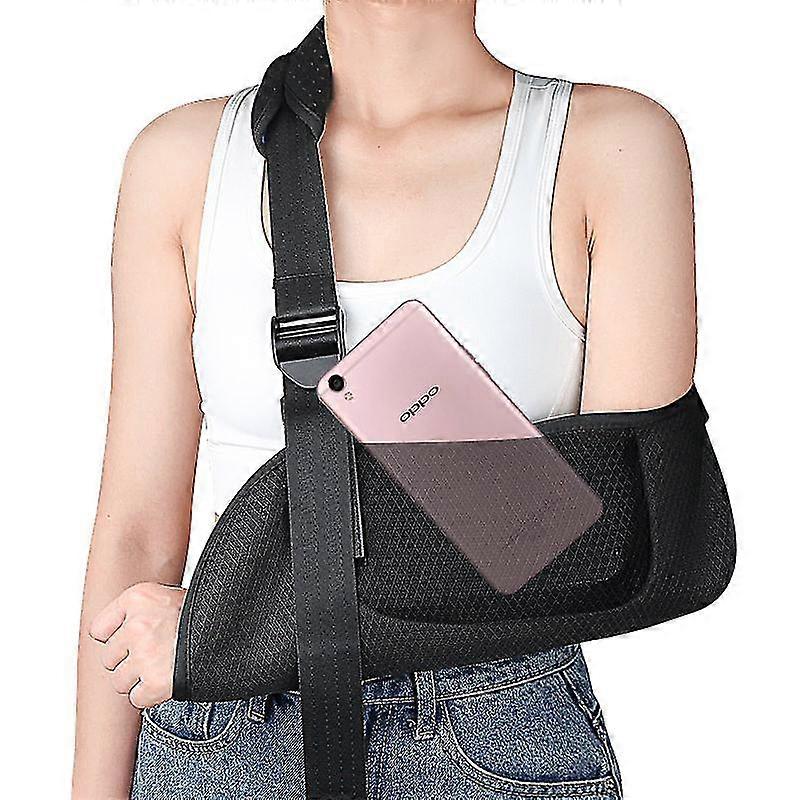 1pcs (black, Size Xs) Arm Sling For Left/right Arm, Arm Splint With Foam Neck Pad For Women And Men, Arm Support Strap For Broken Wrist, Elbow, Disloc