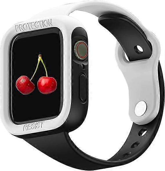 Compatible for Apple Watch Band with Case 42/44/45mm, Cute Slim Skinny Mixed Color Soft Sport Replacement Bands with Protective Bumper Cover for iWat