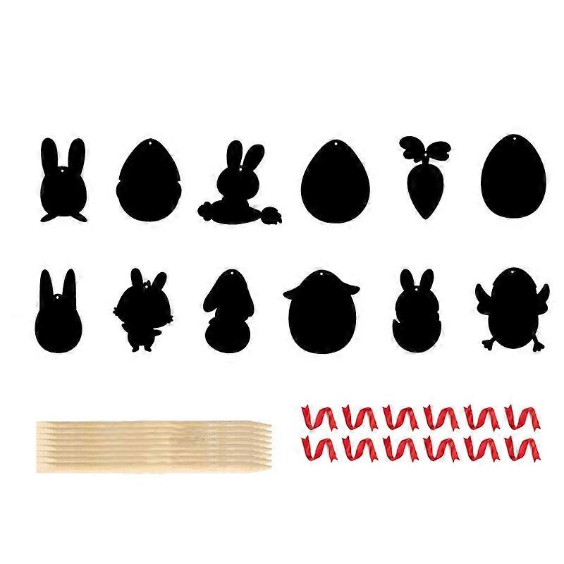 1 Set Egg Painting Toy Lovely Creative with Pen Ribbon 4 Playing Methods Decorate Eco-friendly Coating Egg Bunny Art Craft Scratch Painting Paper for