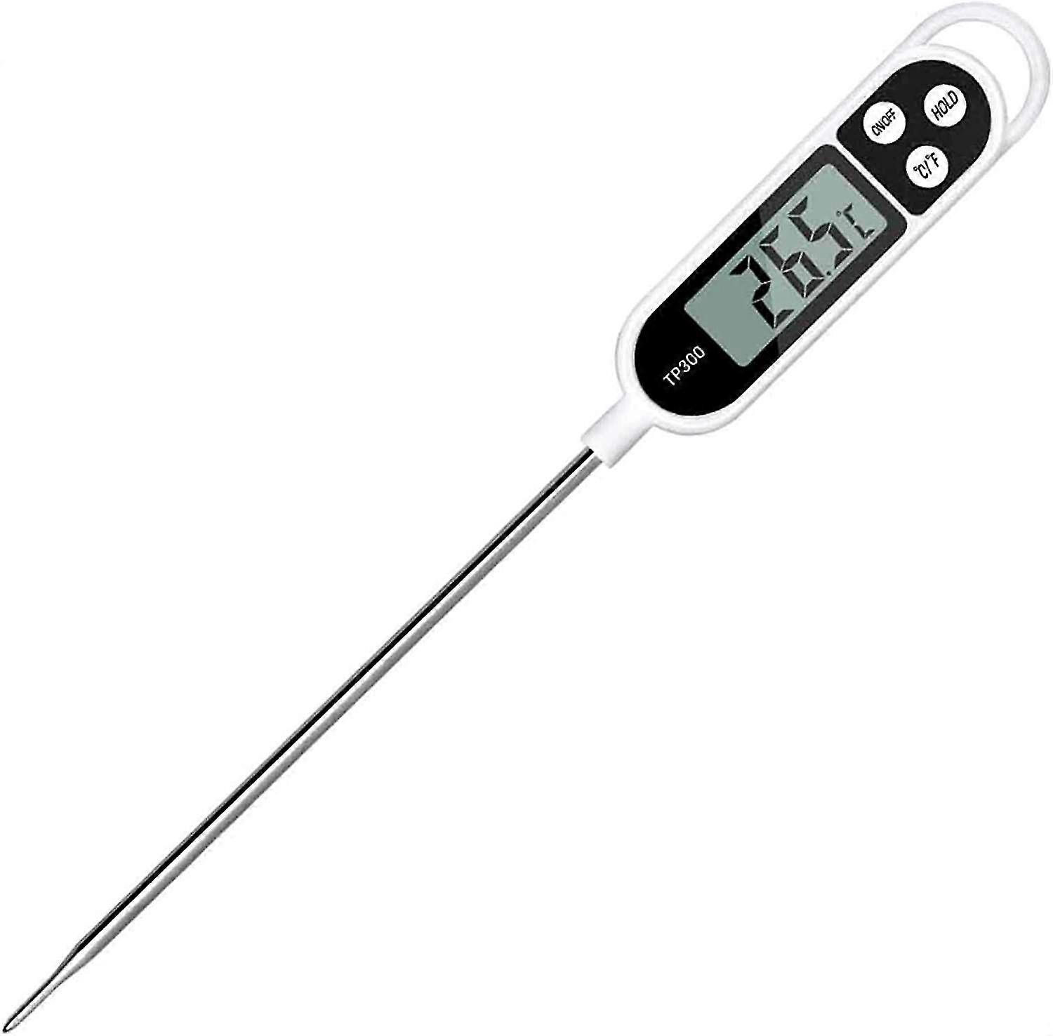 Digital kökstermometer, hushållstermometer matlagningstermometer med lång sond, omedelbar läsbar lcd-skärm, korrosionsskydd. Idealiskt hushåll T
