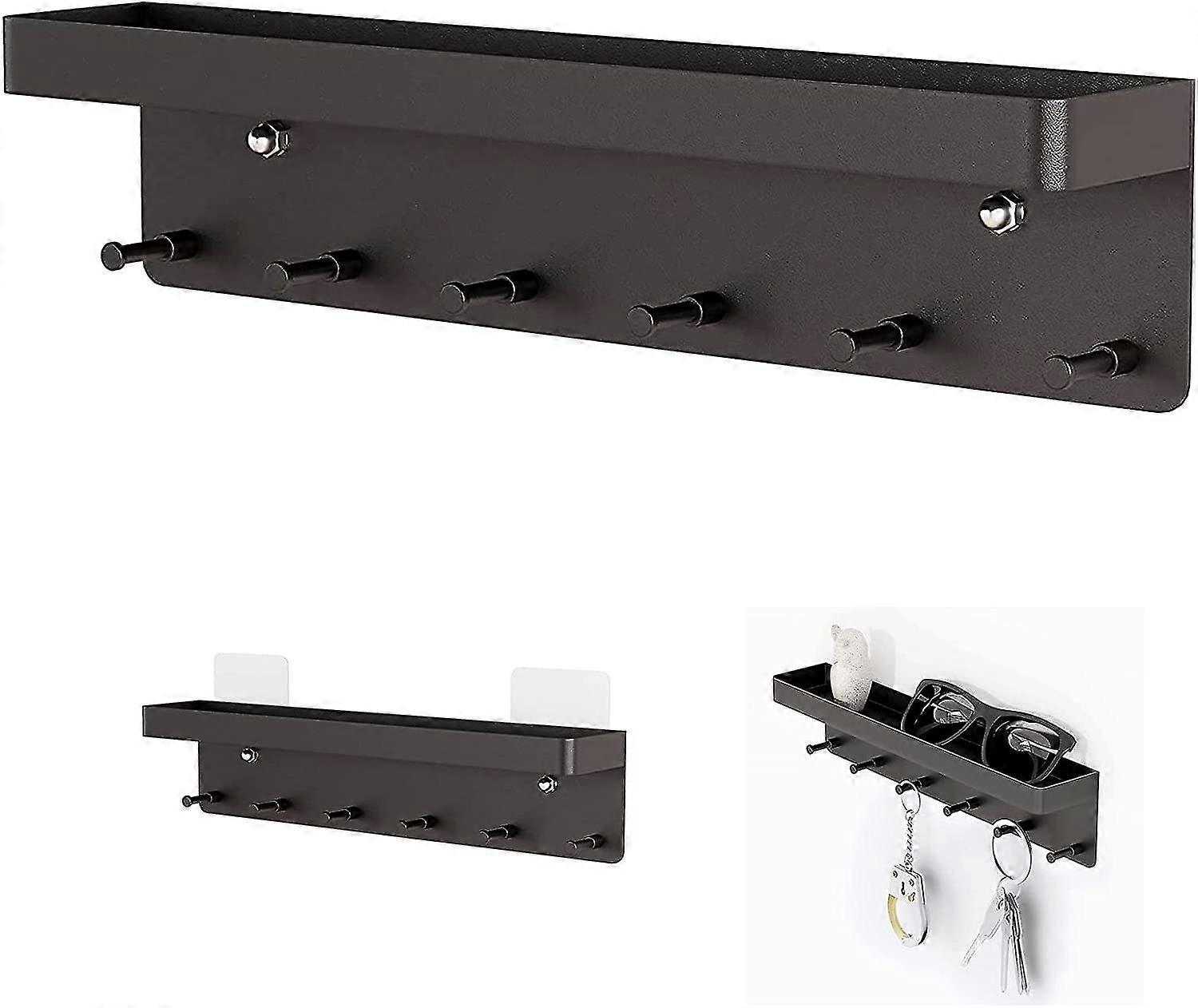 Wall Mounted Coat Rack, Wall Mounted Towel Hooks Coat Hooks With 6 Key Hat Hooks