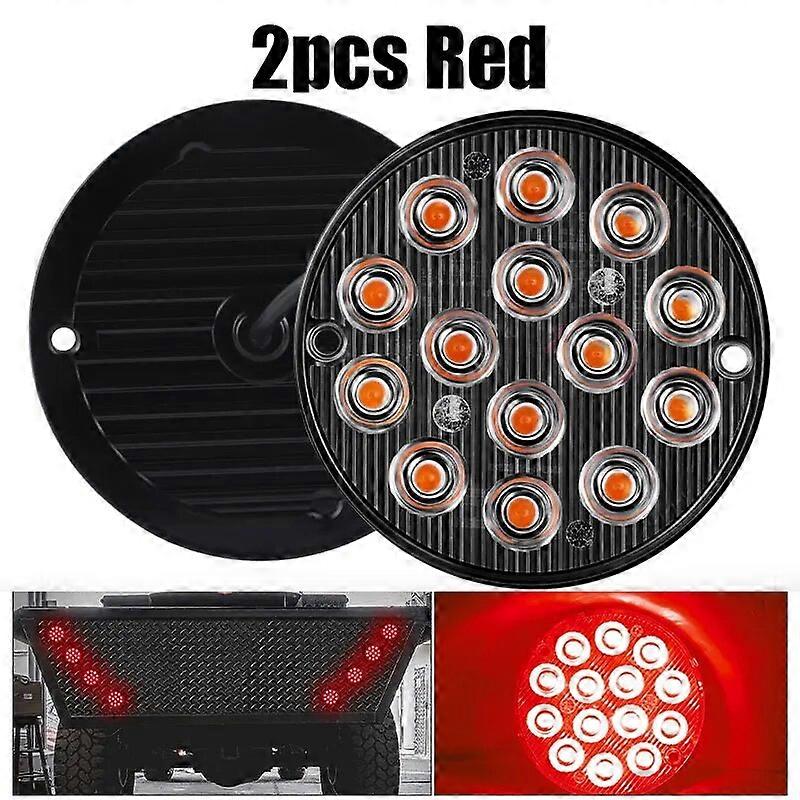 2/4pcs 3 inch 14 LED Round Tail Light Side Marker Light Flashing Strobe Turn Signal Lamp Stop Lamp For Car Truck Trailer Tractor