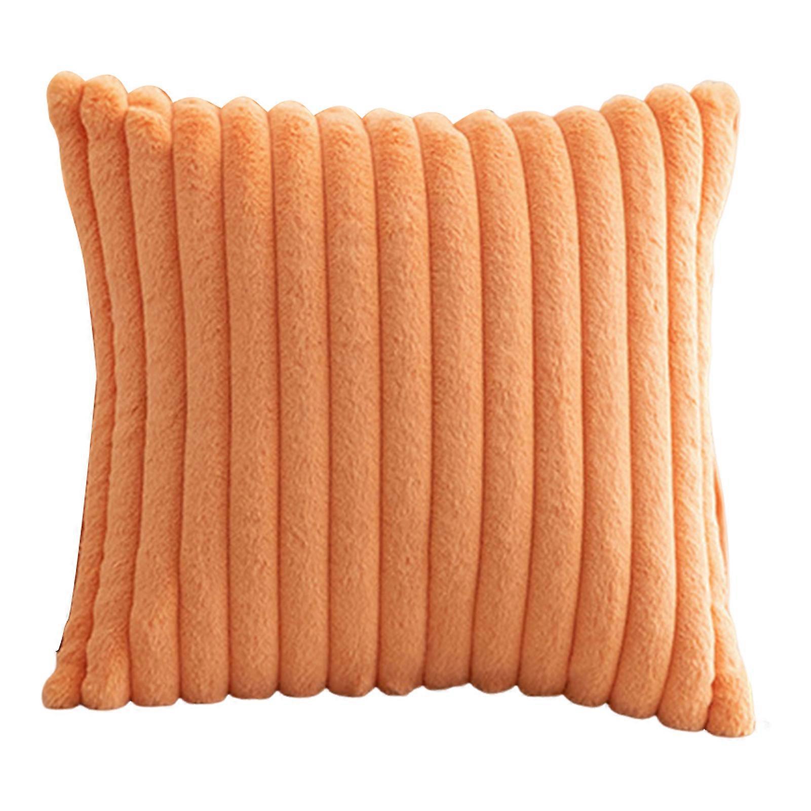 Throw Pillowcase Soft Plush Striped Pure Color Square Shape Bedroom Living Room Sofa Decoration Pillowcase Pillow Cover