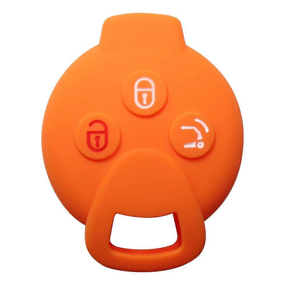 Silicone Car Key Case for SMART 451 FORTWO FORFOUR ROADSTER 3 Button Remote Car Key (Orange)