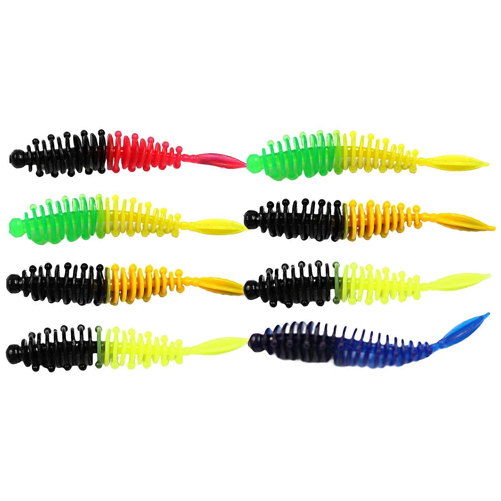 Kaesi 8Pcs/Set 5.5cm/1.3g Fishing Lure Simulated Bright Color Flexible Vivid Reusable Fish Attraction Universal Soft PVC Trout Fishing Artificial Worm
