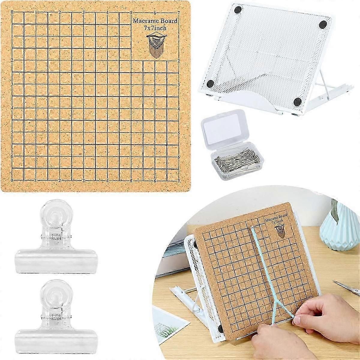 Macrame Board With Metal Adjustable Adjustable Holder With T Pins Clips Supplies Double Sided Grids Project For Braiding