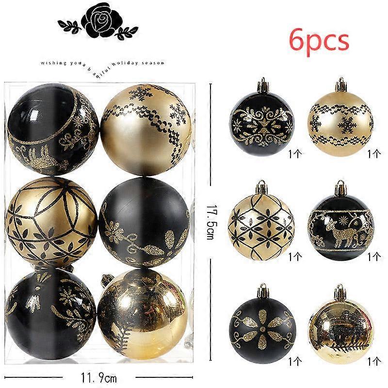 6個のクリスマスボール6cmクリスマスツリーボールオーナメント、クリスマスパーティーの装飾のための吊り下げロープ付き