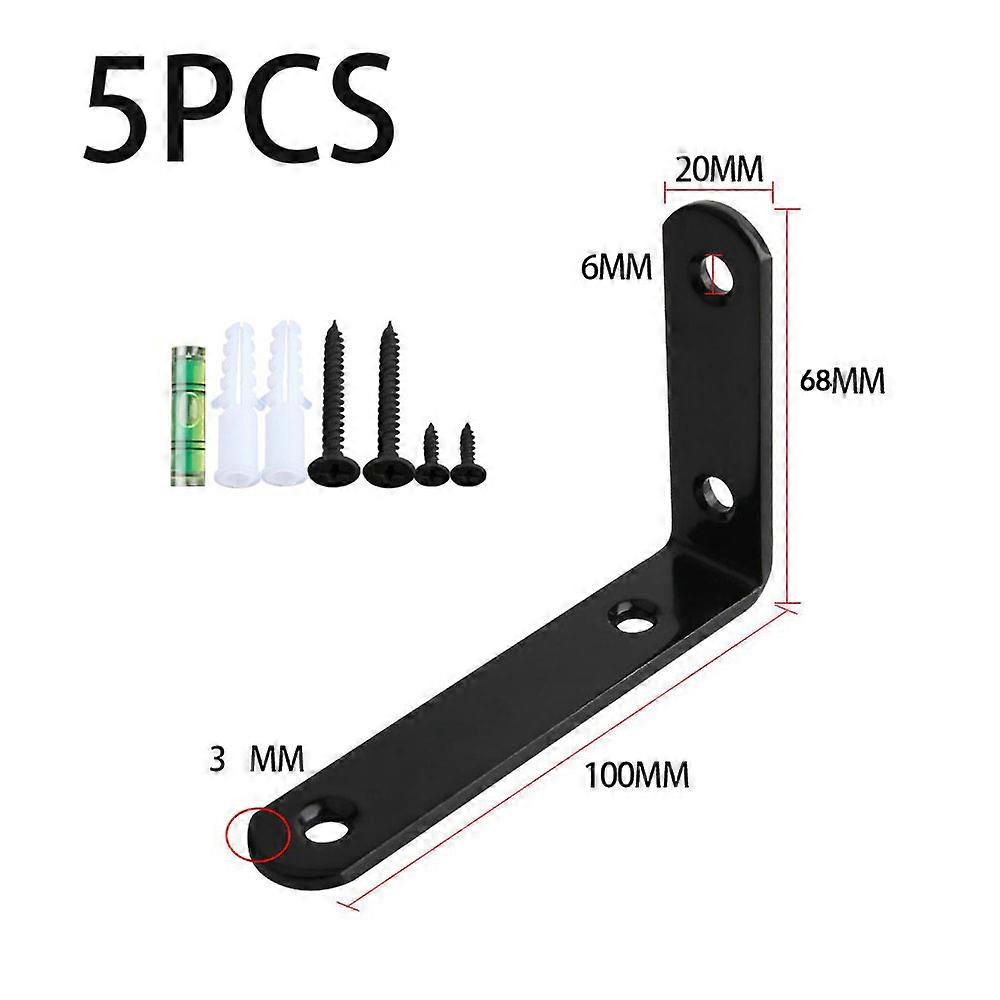 5-piece set (black, about 100*68*20mm) folding table stand Triangular Console, Split Shelf, Right Angle Iron Frame, Wall Support Frame, Laminate Frame
