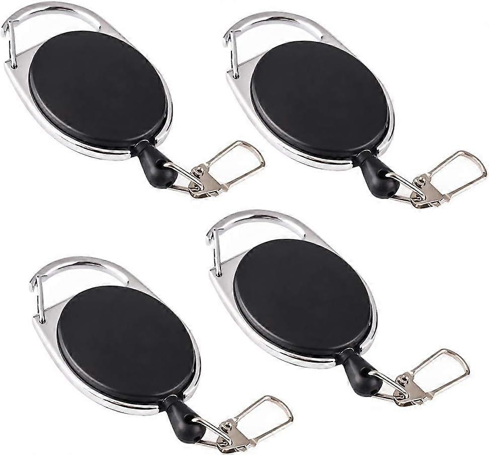 4 Pack Security Keychain with Heavy Duty Retractable Nylon Elastic Belt Clip Cord, Black for Men