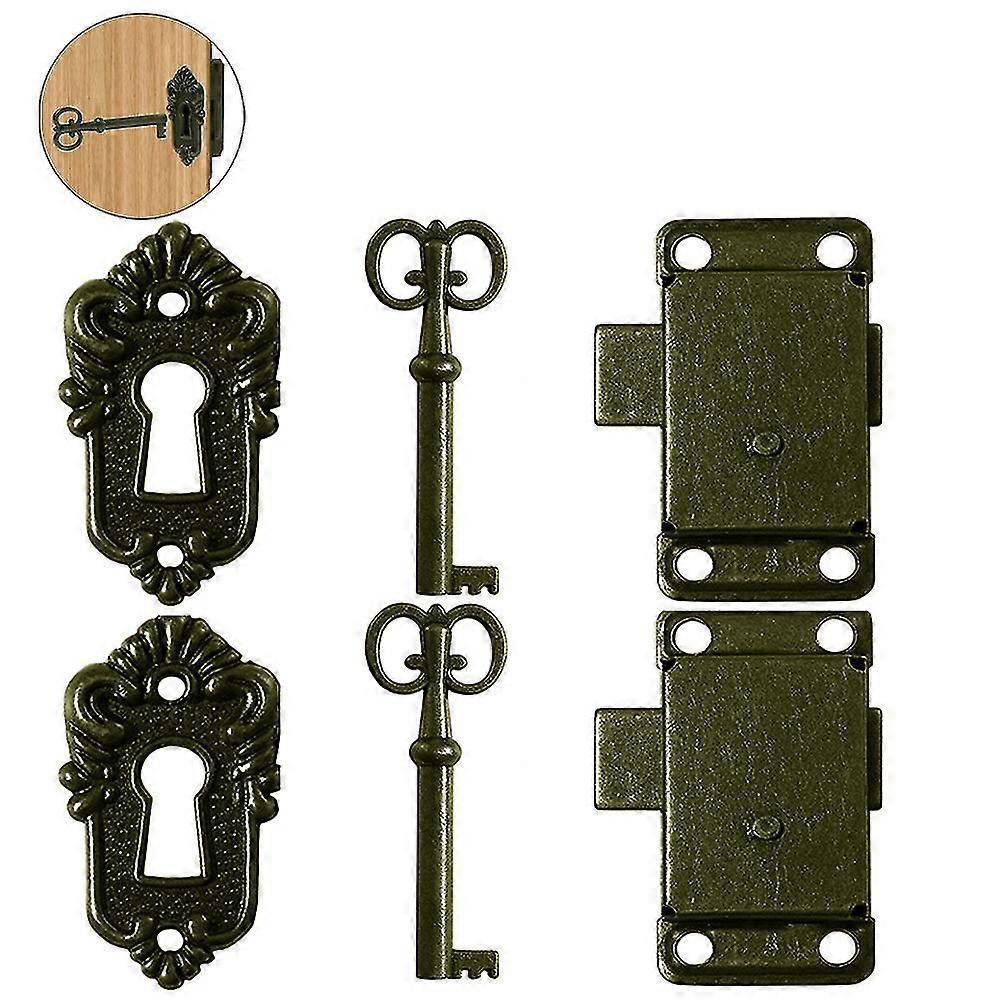2 Sets Of Vintage Cabinet Door Lock, Cabinet Lock, Antique Furniture Lock With Key For Mailboxes, Lo