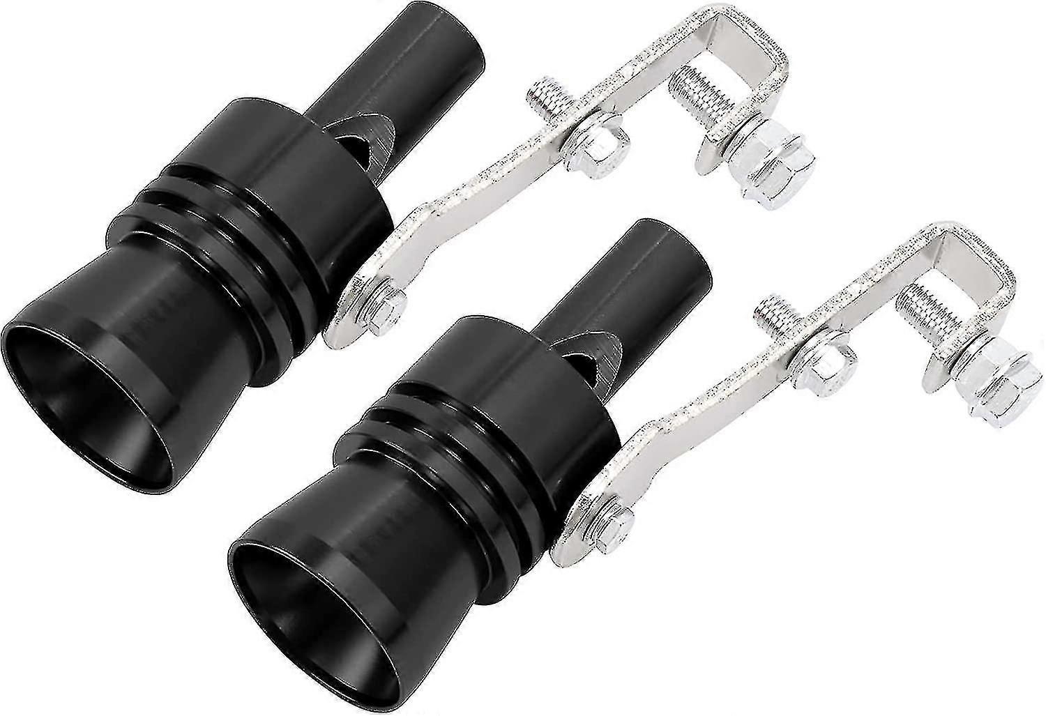 2 stuks XL-formaat aluminiumlegering universele turbo sound uitlaatdemper pijp fluit auto brulmaker zwart