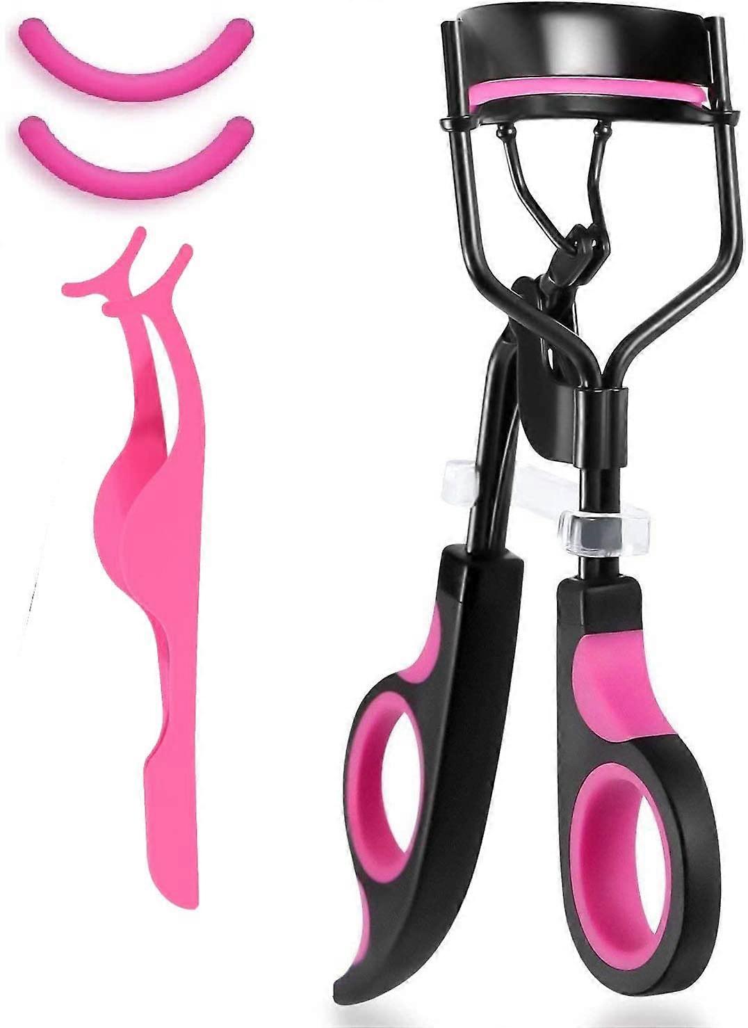 Eyelash curler with eyebrow tweezers and padding
