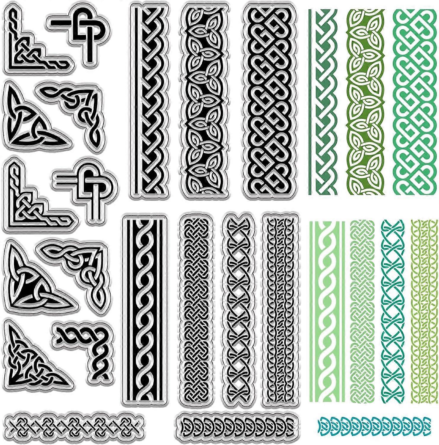 Celtic Knot Trinity Knot Clear Rubber Stamps Reusable Frame Transparent Silicone Stamp Seal Vintage for Easter St.Patrick Christmas Journaling Card Ma
