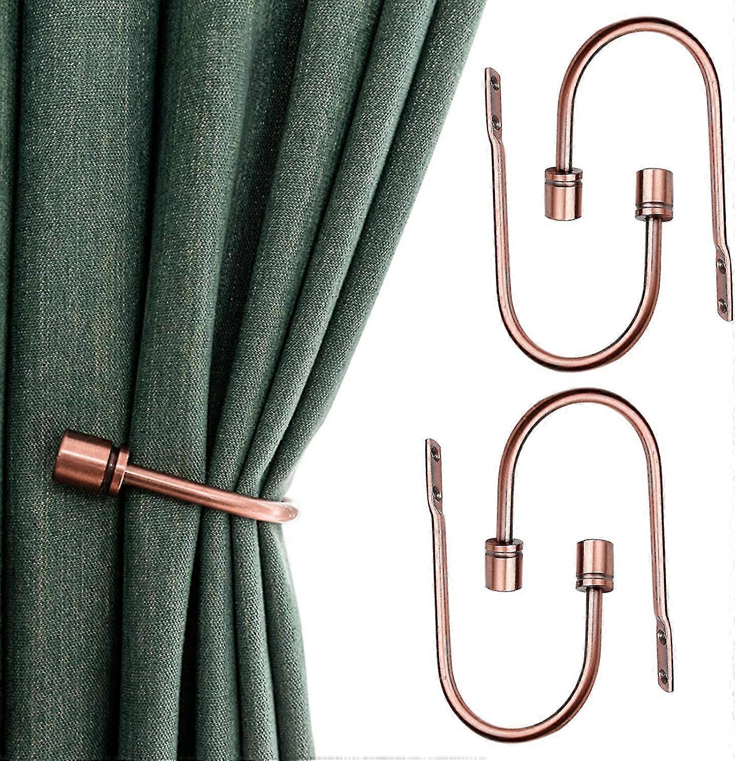 4 Pack U-shaped Curtain Hooks Decorative Wall Mounted Drapery Tiebacks