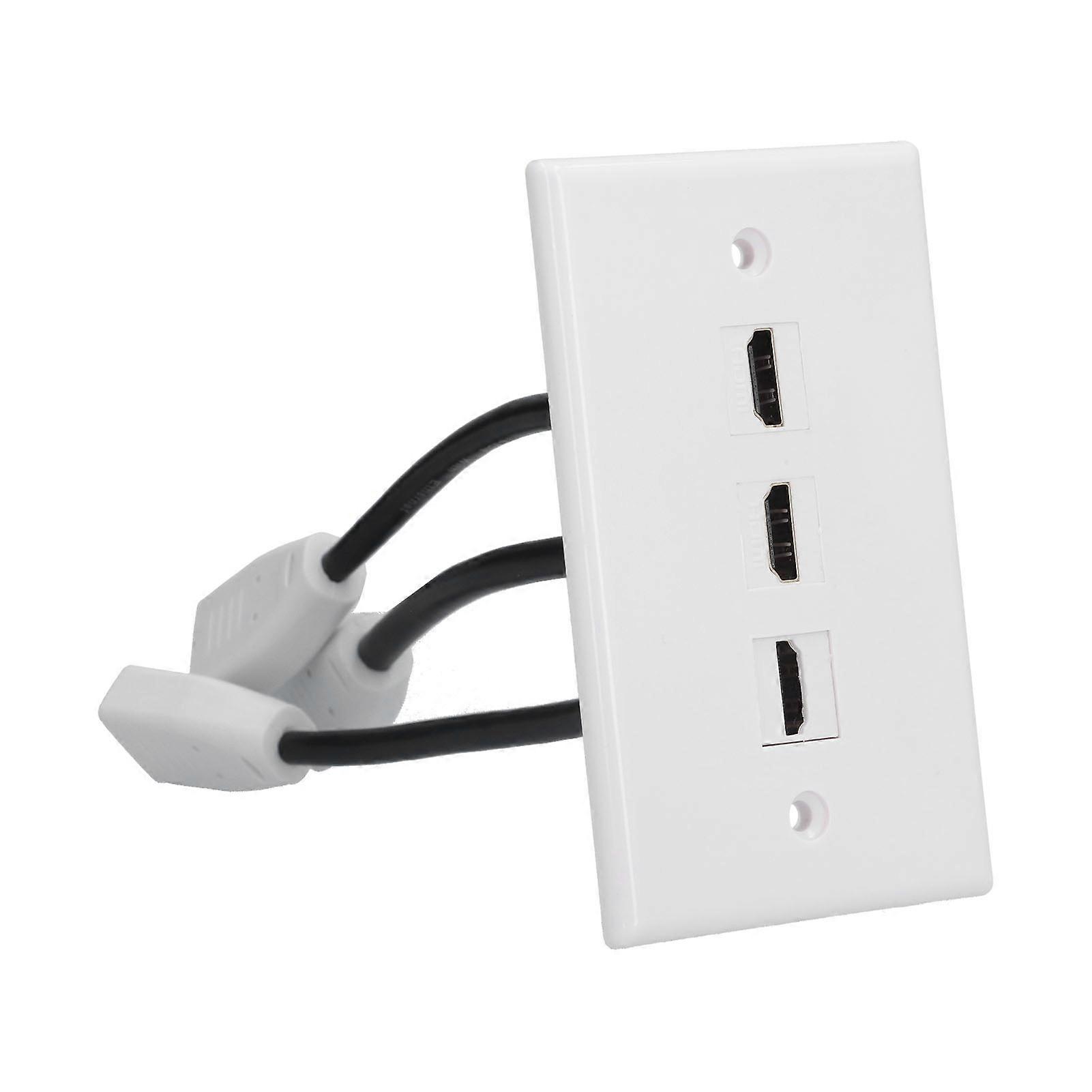 3 Ports 4K Closefitting Wall Plate ABS Multiport Video Wall Panel