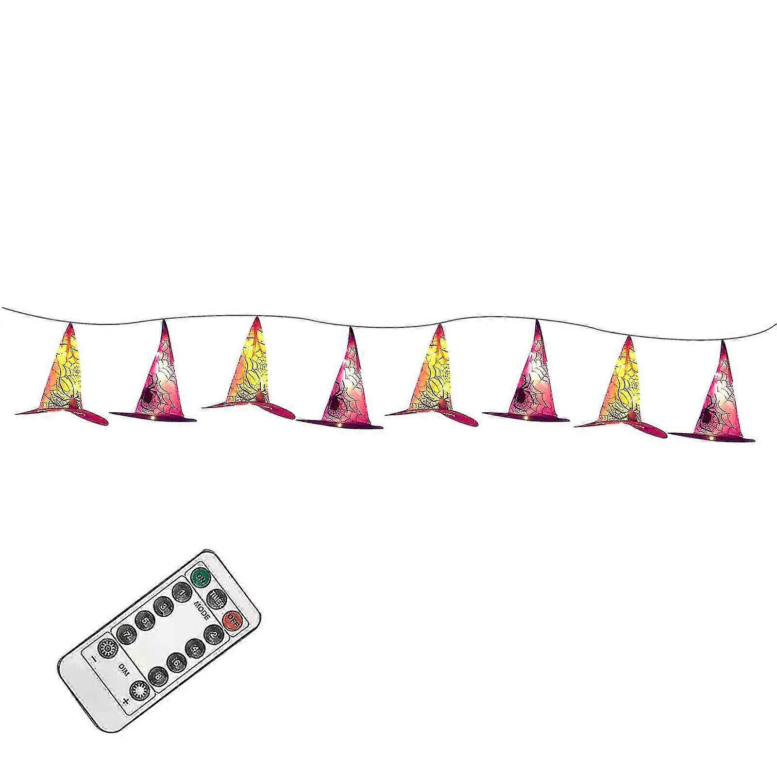 Seasonal & Holiday Decorations Halloween Decorations 8 Pcs Lighted Hanging Witch Hats With 8 Light Modes Remote Control Lighted Halloween String Light