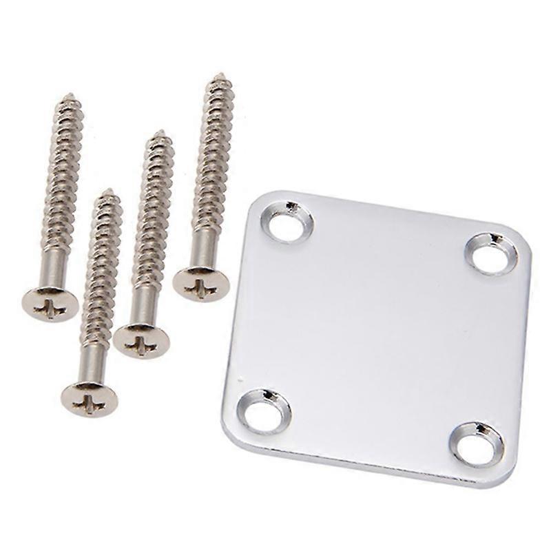 1 Set Electric Guitar Neck Plate with Screws for Strat Tele Guitar ,Jazz Replacement, Chrome