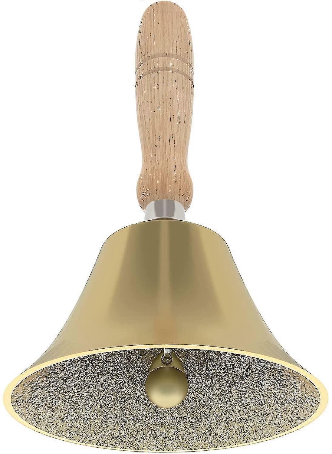 Hand Call Bell With Brass Solid Wood Handle,very Loud Handbell,used For Weddings, School Classroom,service And Game - Y