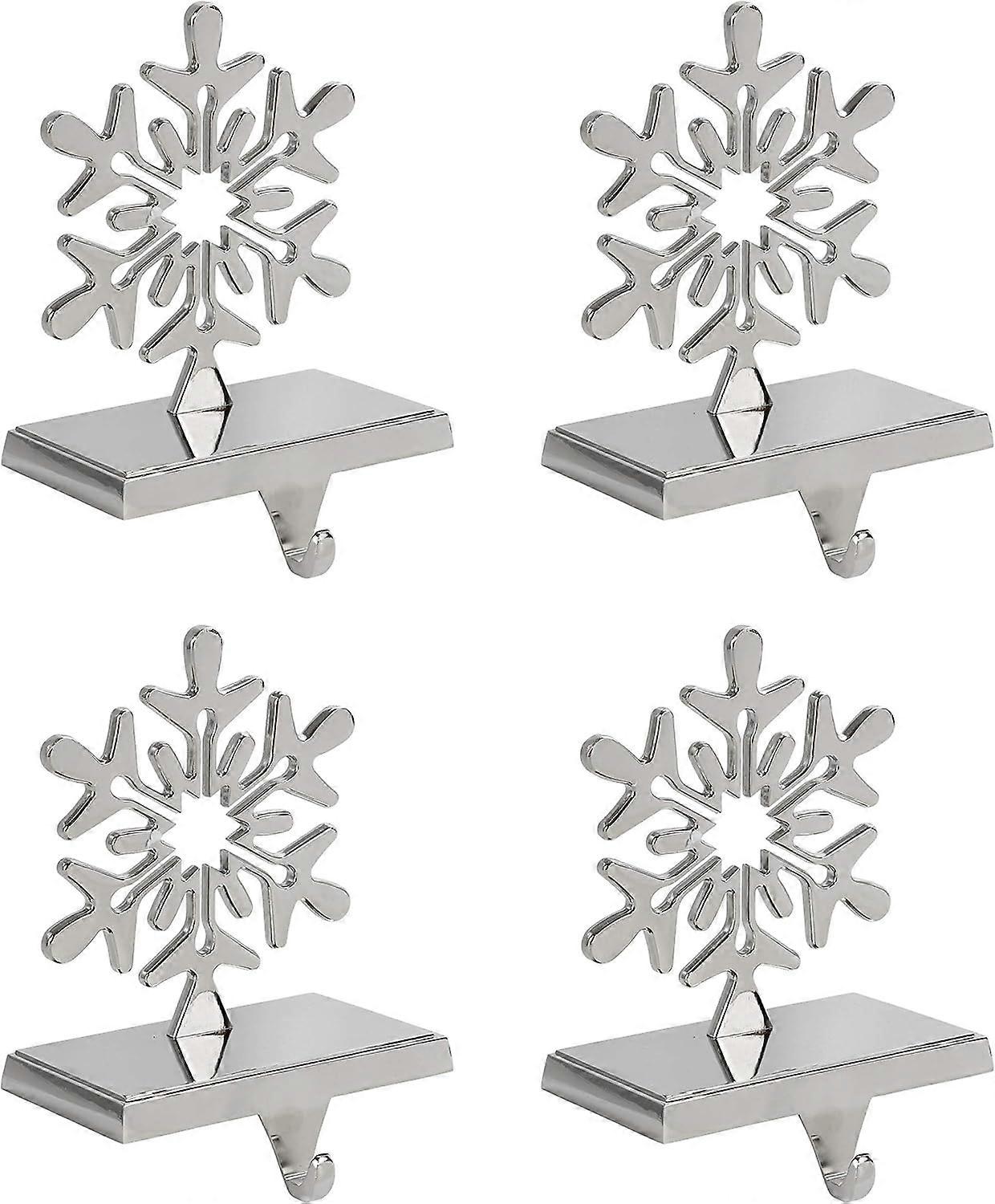 The Snowflake Stocking Hanger Holder, Chrome, 4-Pack
