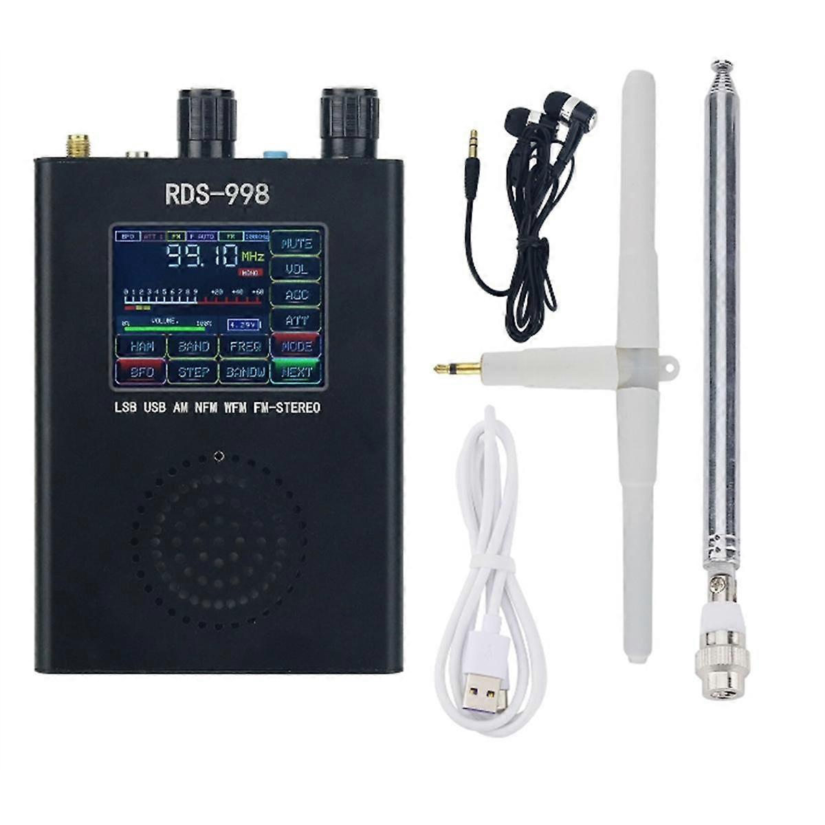 RDS-998 FM MW LW SW SSB جهاز استقبال راديو USB LSB BFO HAM جهاز استقبال راديو شاشة ملونة تعمل باللمس