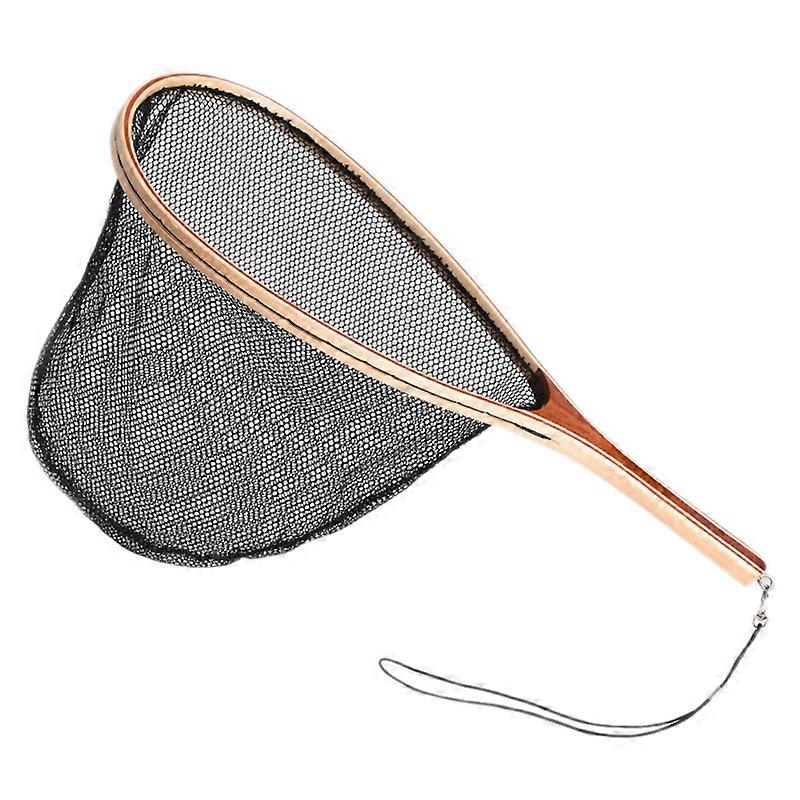 Fly Fishing Landing Net Wooden Handle Nylon Landing Handle Trout Mesh Fish Catch Release Scoop Fishing Tool