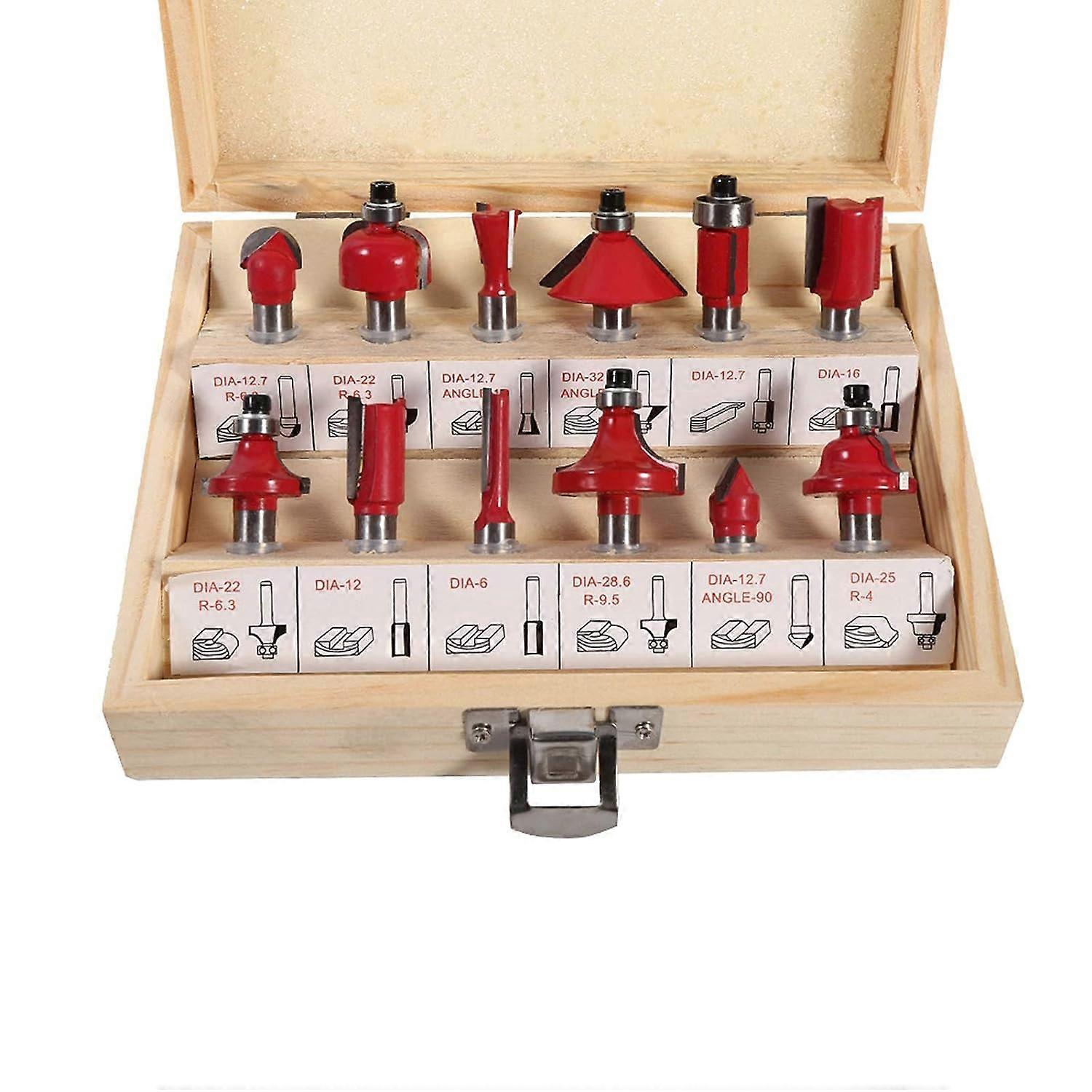 Router Bits 12Pcs Router Bit Set 12.7mm Router Bits Groove Cutters For Woodworking Tools Cemented Carbide Woodworking Tool