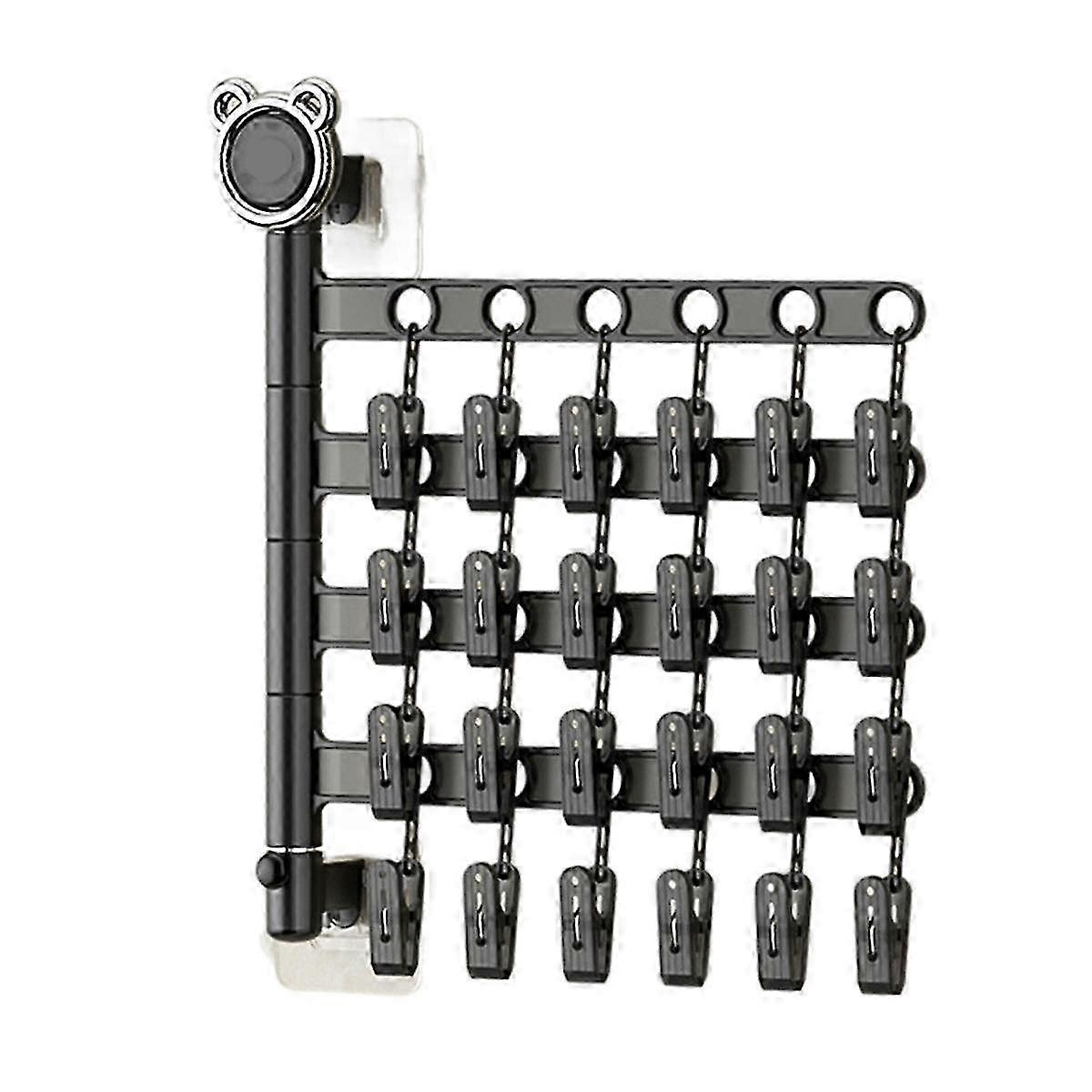 Multi-functional Drying Rack Socks Underwear Laundry Storage Multi-clip Wall-mounted Artifact Balcony Folding Rack B