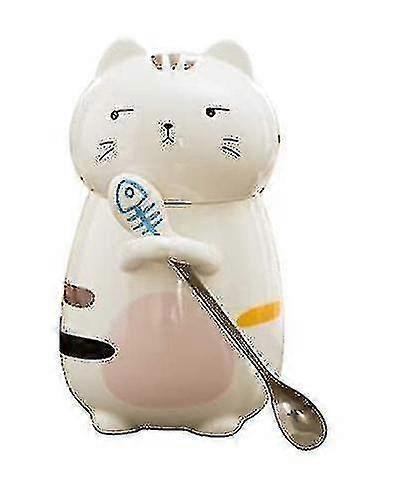 Cute Cat Ceramic Cup With Stirring Spoon