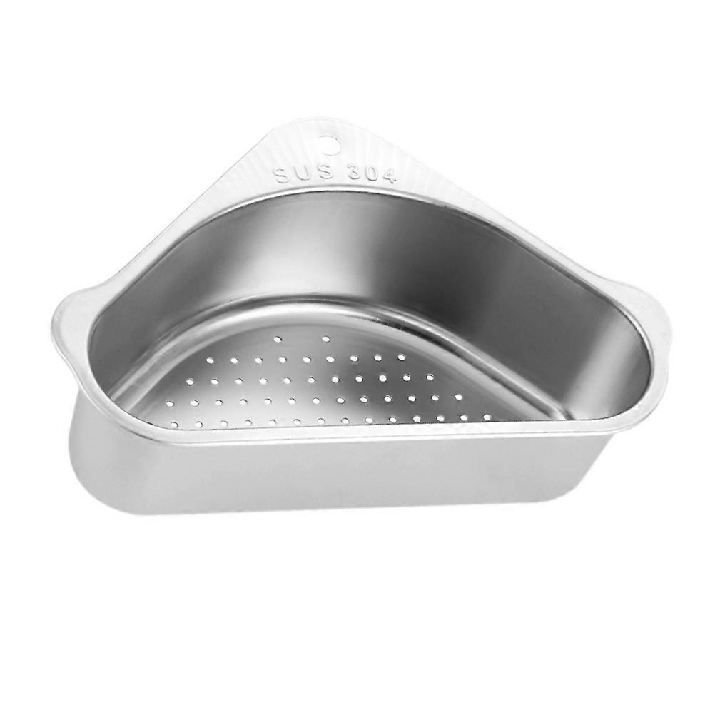 1 Set of Kitchen Drain Basket Stainless Storage Rack Triangular Basket (Silver)