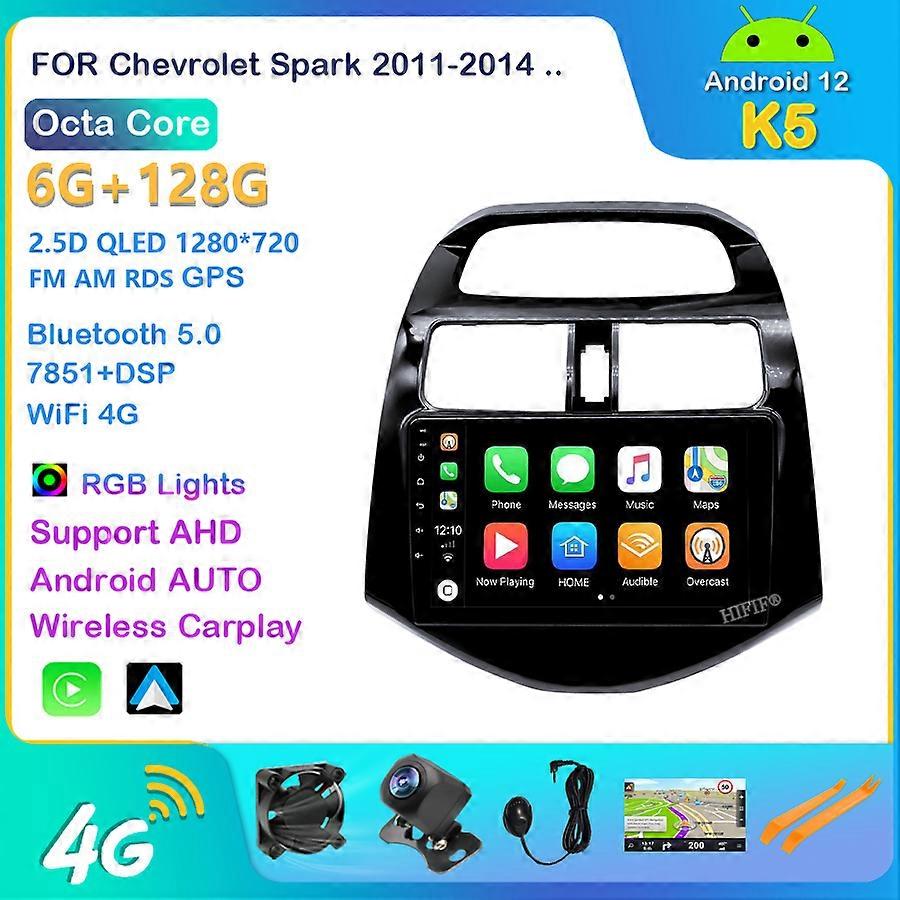 8G+128G DSP 2 din Android 12 4G NET Car Radio Multimedia Video Player for CHEVROLET Spark Beat Matiz Creative 2011-2014 WiFi