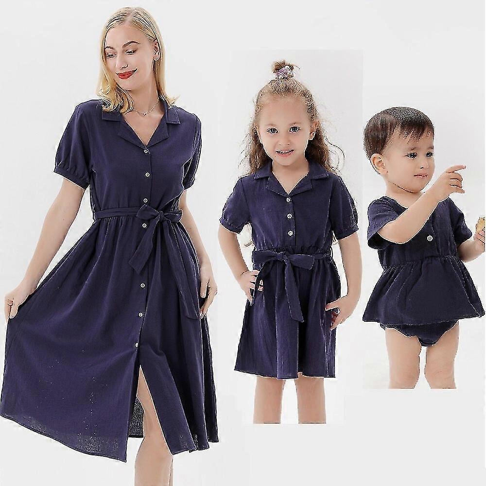 קיץ אמא בת שמלות סגירת כפתורים אמא בייבי אמא ואני בגדים תואמים משפחה אמא ילדה שמלה תלבושת משפחתית