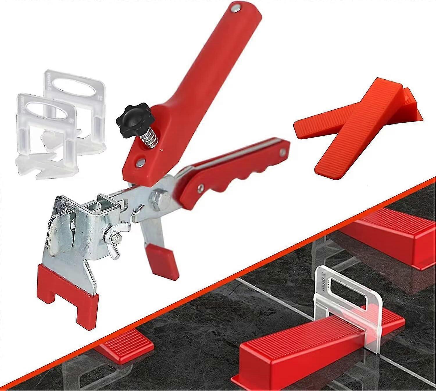 Tile Leveling Kit With 1 Plier, 400 Clips (3 Mm), 100 Pieces Reusable Wedges Set, Leveling System For Tiles Thickness 6-15 Mm