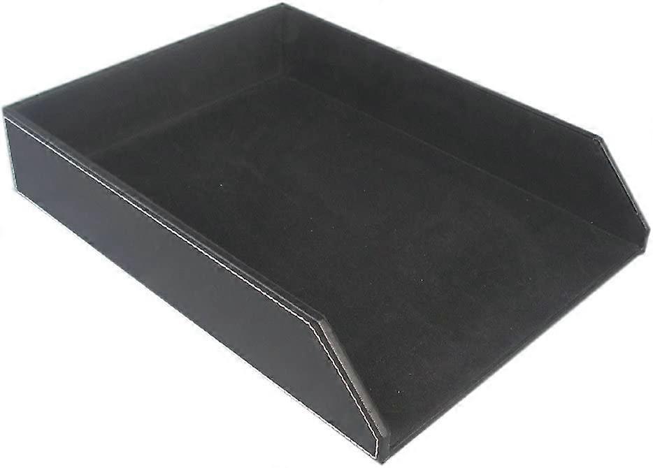 A4 Leather Desk Files Mail Tray Black