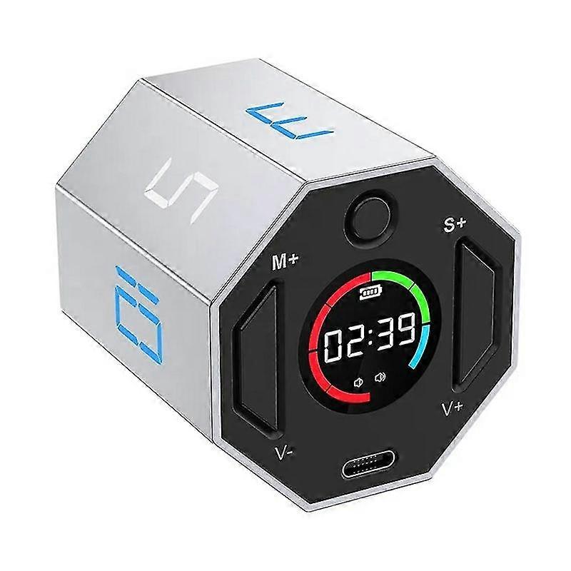 D11 8-Sided LCD Display Gravity Sensor Digital Timer with Adjustable Buzzer Volume