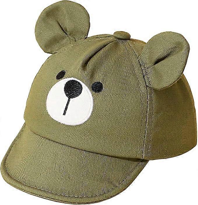 Baby 3-12 Months - Adjustable, UV Sun Protection, Design with Ears and Bear Embroidery - Ideal for Boys and Girls in Spring and Summer