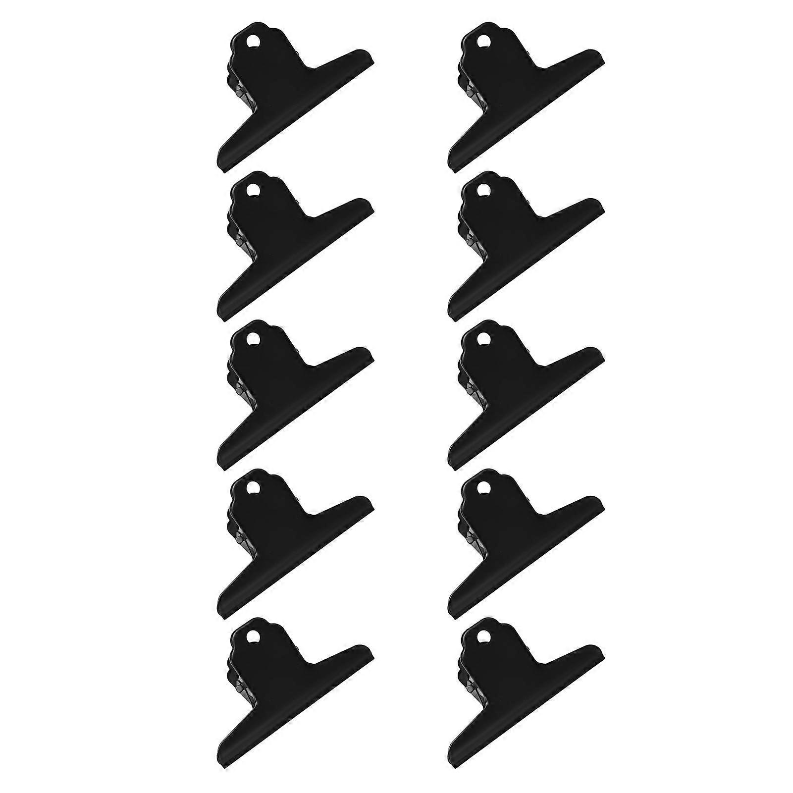10Pcs Black Hinge Clips Large Metal Hinge Binder Clips for Paper Document Note Sorting and Organizing