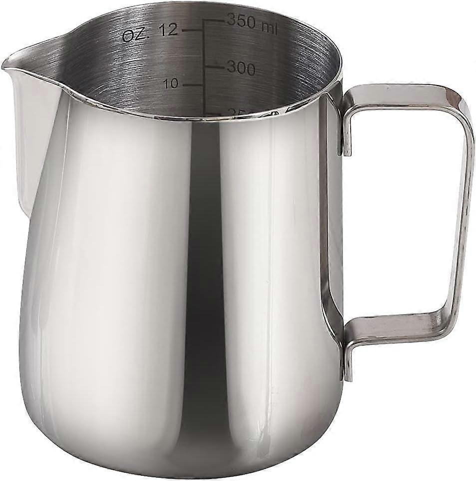 Espresso Steaming Pitchers 12 OZ / 350ml, Stainless Steel Frothing Pitcher with Measurement Scale