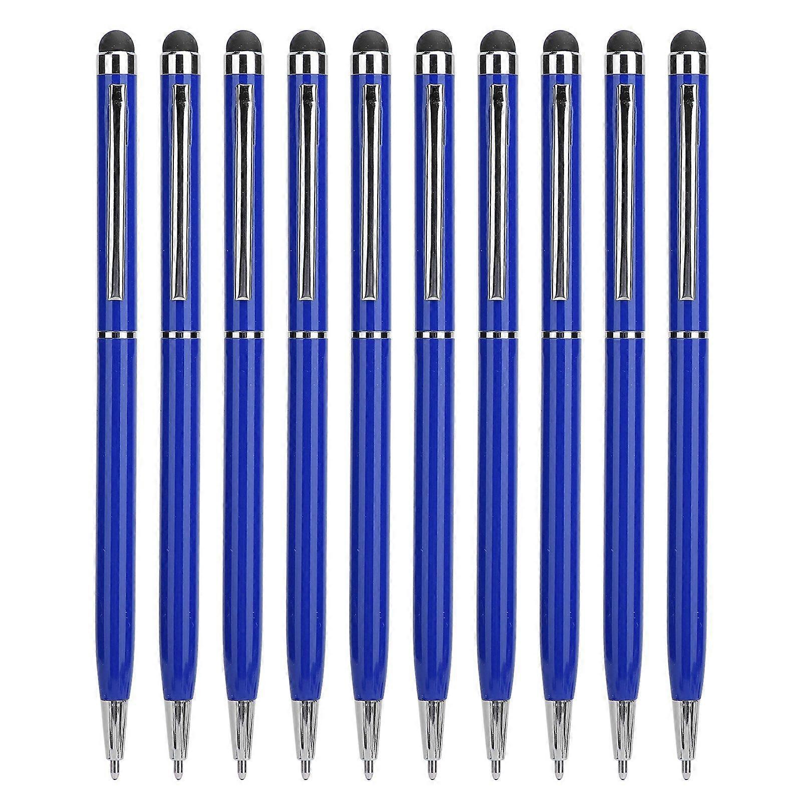 10Pcs Stylus 2in1 Capacitive Touch Screen Ballpoint Pens Metal Computer AccessoriesBlue