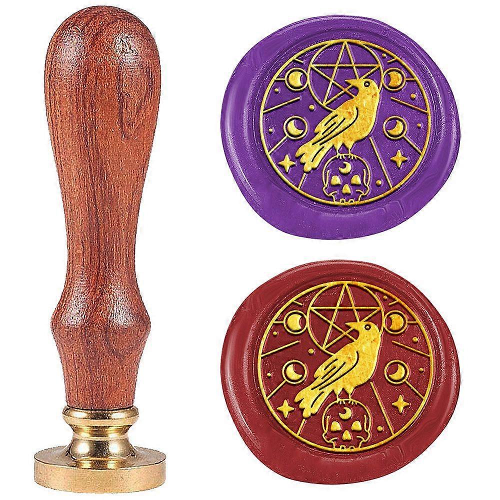 DIY Scrapbooking Wax Seal Stamp with Wooden Handle for Envelopes Invitations Gift Card Raven 83x22mm