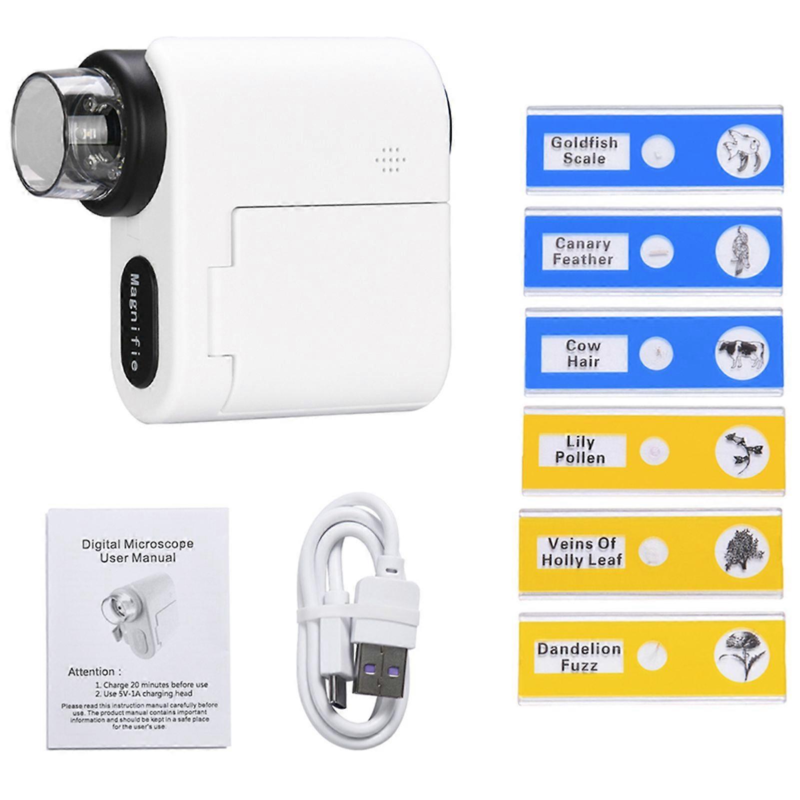 Kids Handheld Microscope 1000X Magnification - Perfect for Science Experiments and Outdoor Exploring, Support Photos & Videos