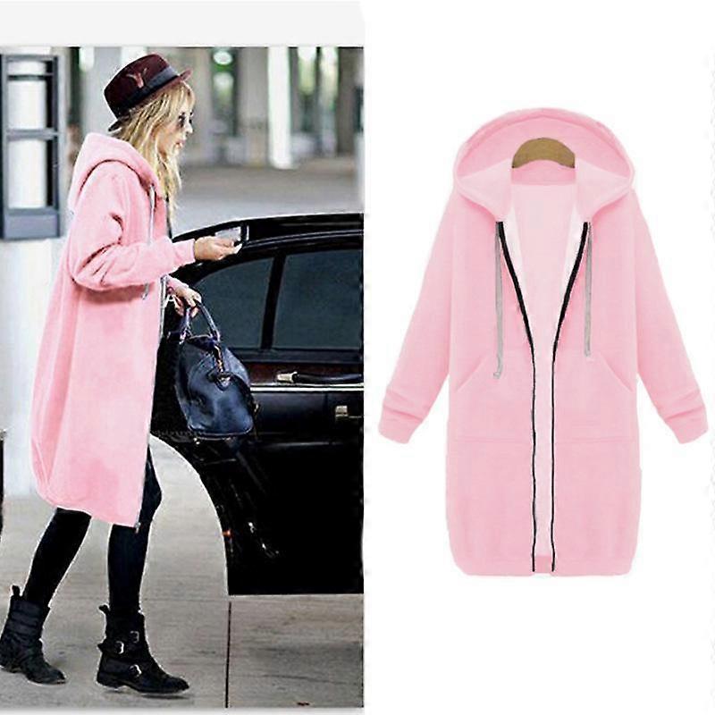 Autumn and Winter Women's Plus Size Hooded Long Sleeve Sweatshirt Mid-Length Jacket