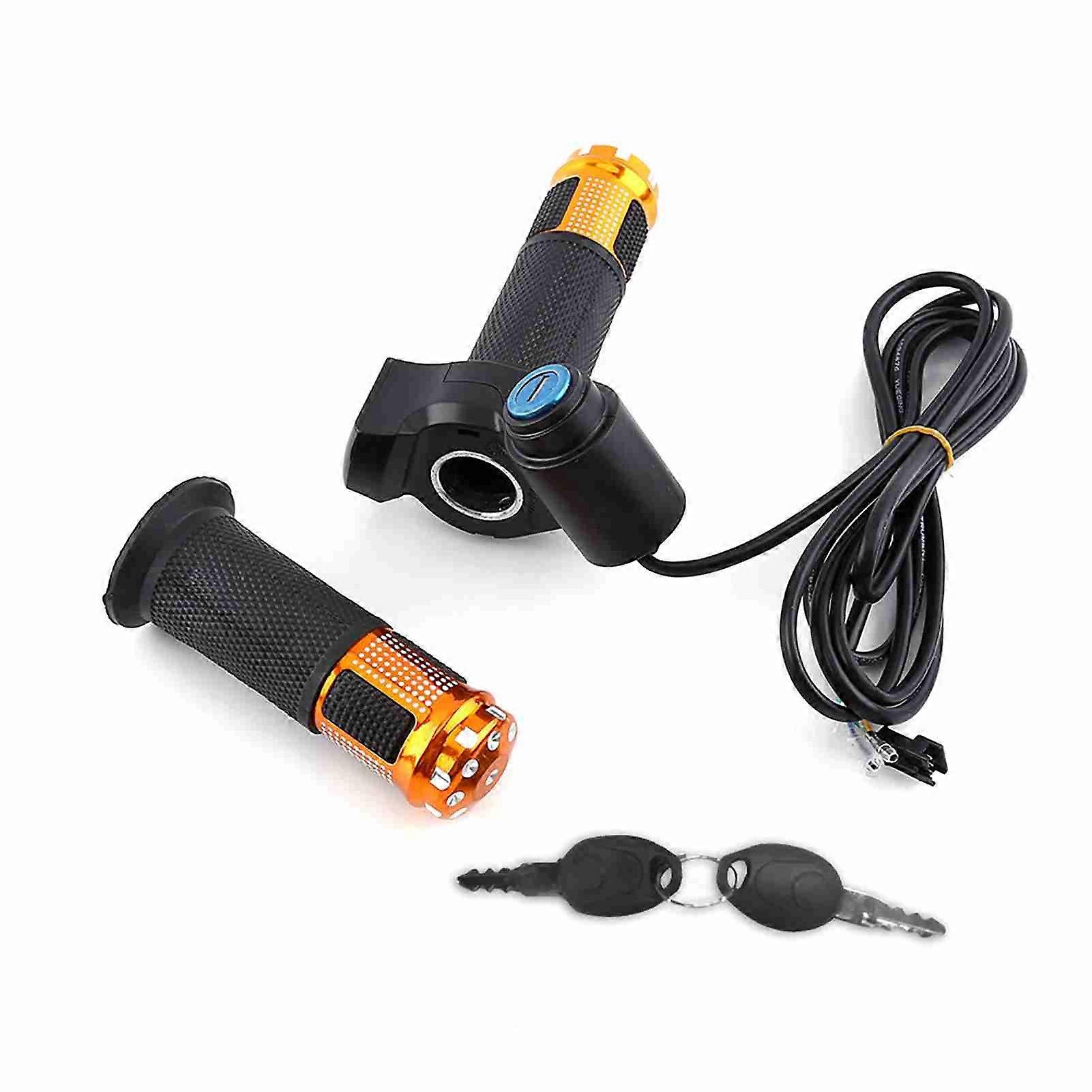 5 Wires Twist Throttle Grips With LED Display And Key Lock For Electric Bike(golden)