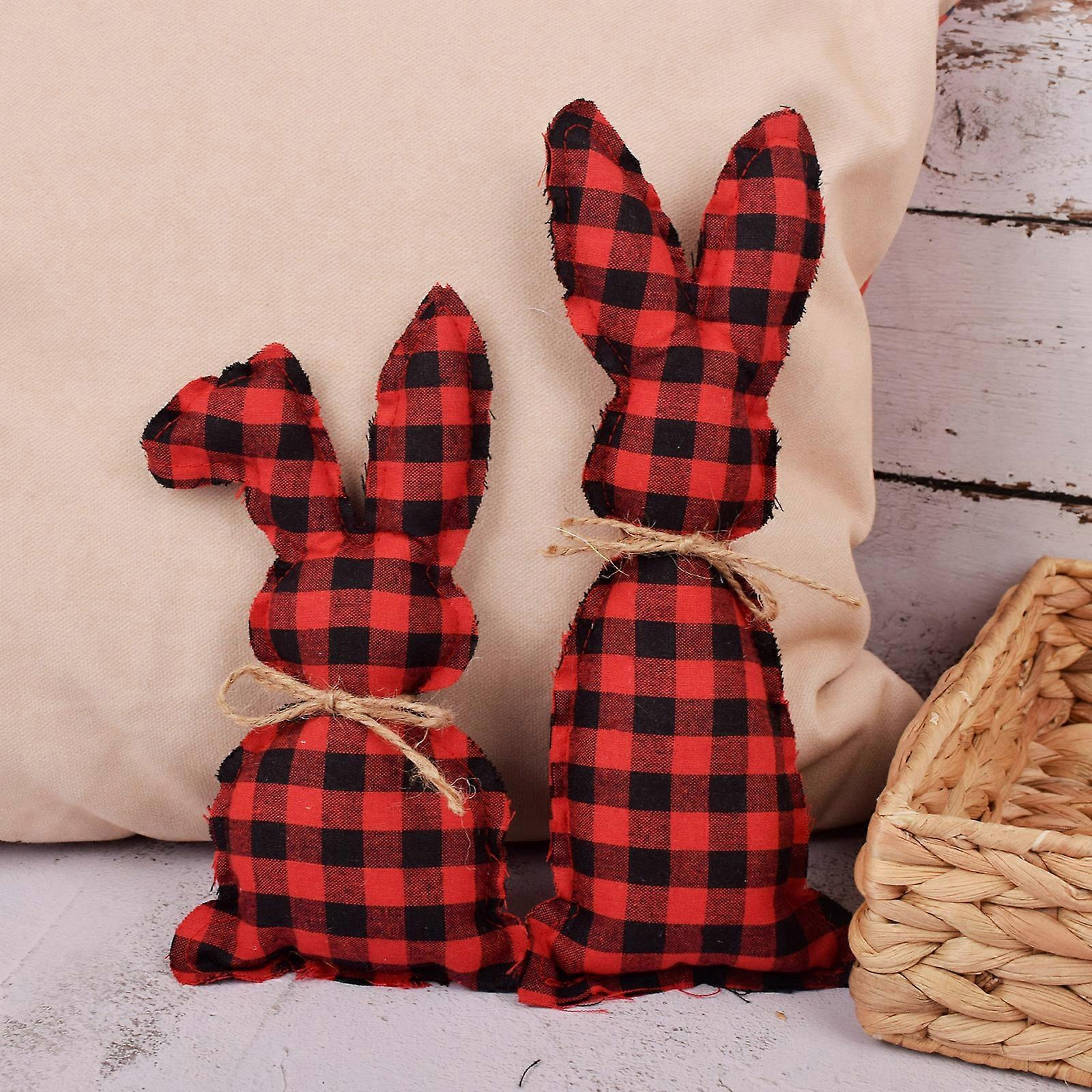 Hanging Rabbit Easter Plush Crafts Decorative Toy for Kids&Adults Trick Toy with Present Pattern Relieve Pressure Red box