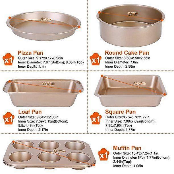 5Pcs Nonstick Bakeware Set Baking Tray Muffin Cake Pan Ovenware Sheet Kit