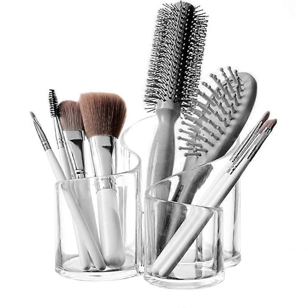 Acrylic Large Makeup Brush Holder Organizer with Spacious Design for Cosmetic Storage in Elegant Clear Style